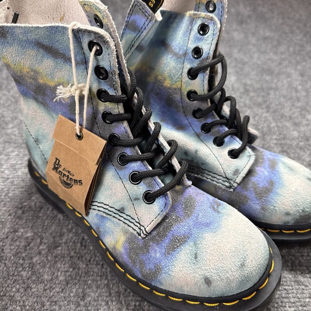 NWT Dr. Martens 1460 Pascal Summer Tie Dye Boots Blue Womens US 5